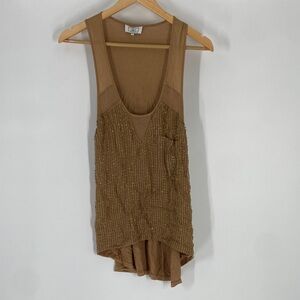 MLV Gold Scoop Neck Sequin Sleeveless Blouse Top Gently Used